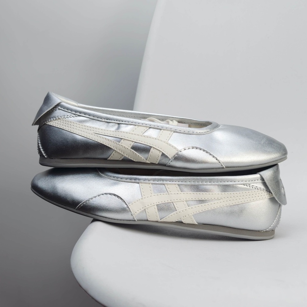Onitsuka Tiger by Asics Silver and Cream Ballet Flats
